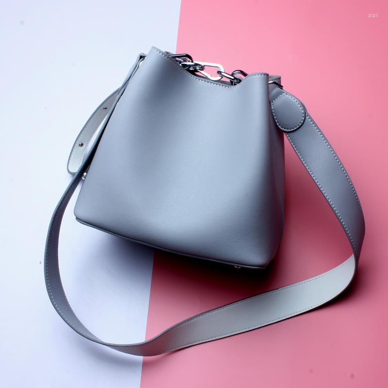 

Evening Bags Genuine Leather Women's Bucket Bag 2022 Female Shoulder High Quality Ladies Casual Totes Bolsa Feminin, Yellow bucket bag
