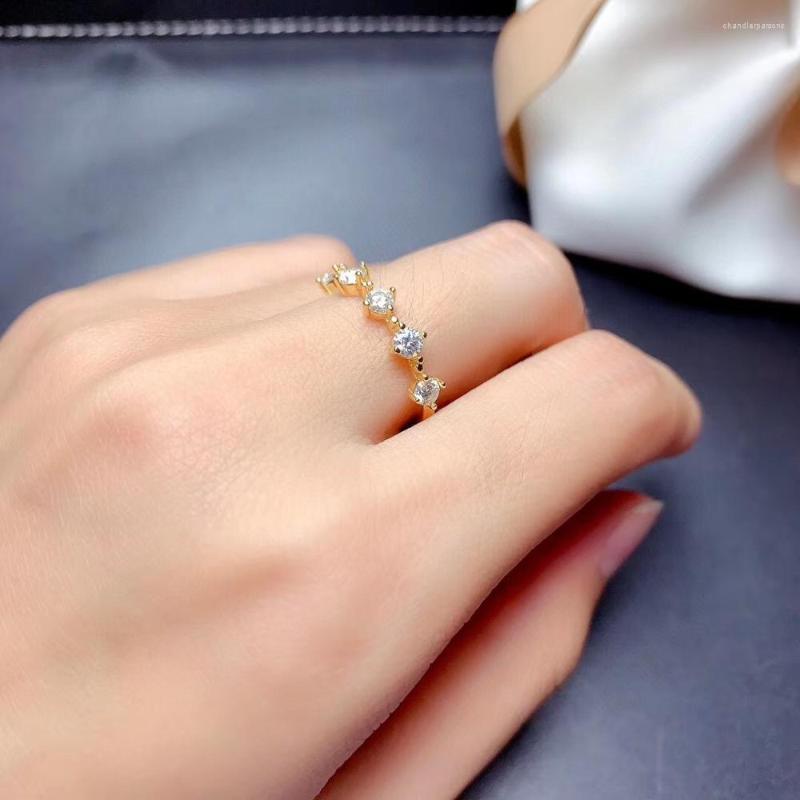 

Cluster Rings 2022 Crackling Green Moissanite Ring For Women Jewelry Engagement Wedding 925 Silver Birthday Gift Gold Plated