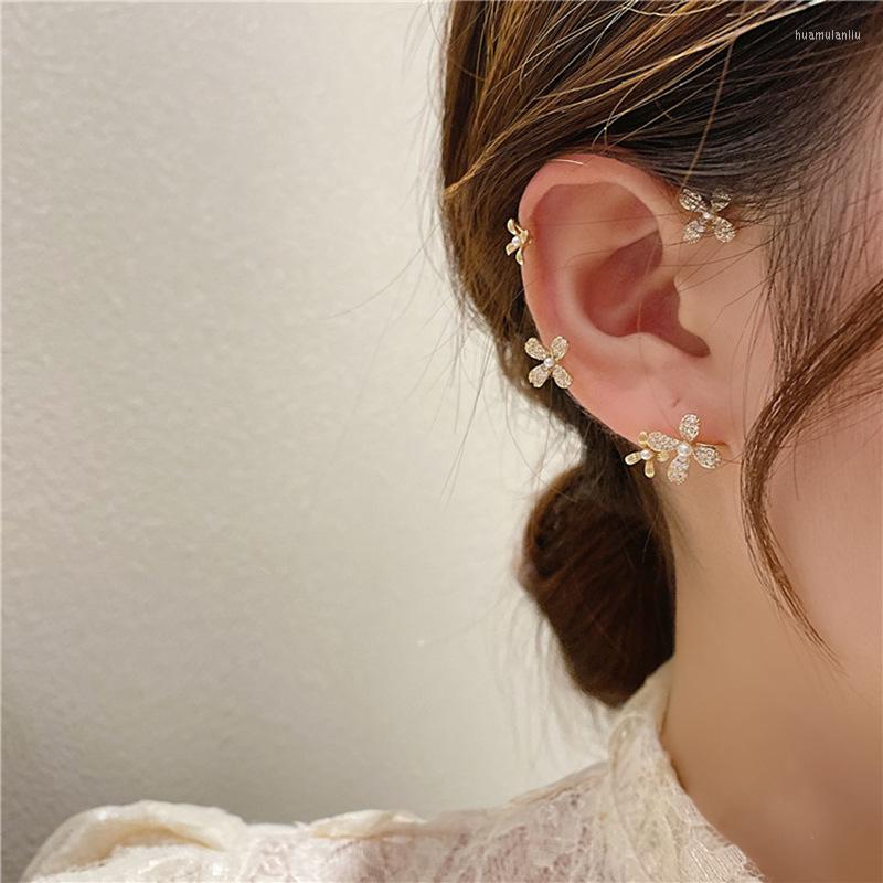 

Stud Earrings Shining Zircon Flowers Ear Cuff For Women Girls Fashion 1pc Non Piercing Clip Ear-hook Party Wedding Jewelry Gifts