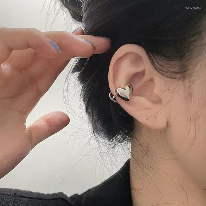 

Backs Earrings 1 PC Fashion Silver Color Heart Clip For Women Trendy Ear Bone Earings Party Jewelry Gifts