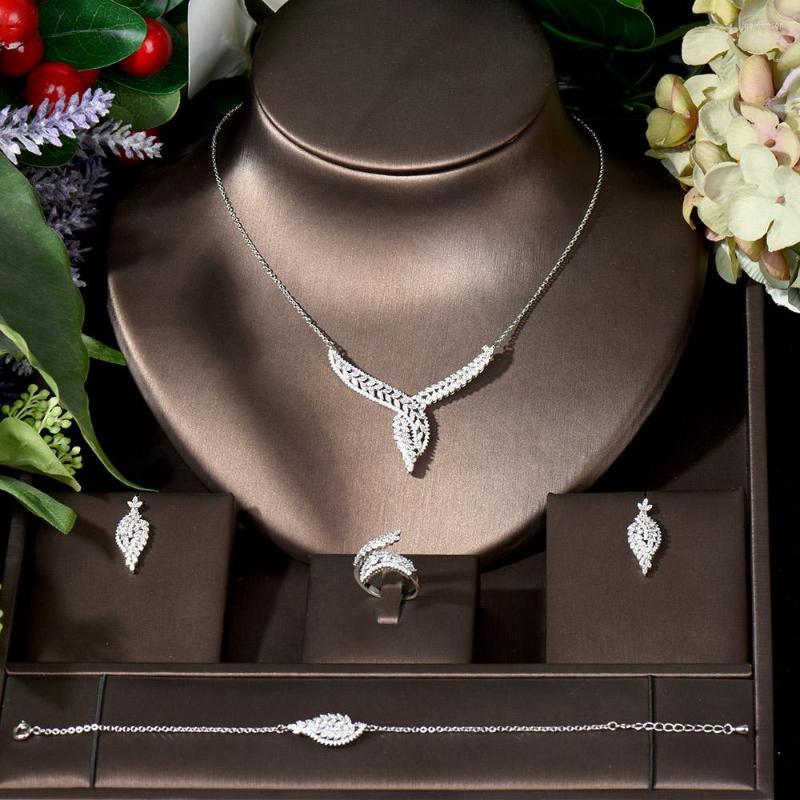 

Necklace Earrings Set Fashion Vintage Cubic Zircon 4pcs Jewelry Full CZ Pave Women Bridal Wedding Accessories Bijoux Mariage Parure N-845, Picture shown