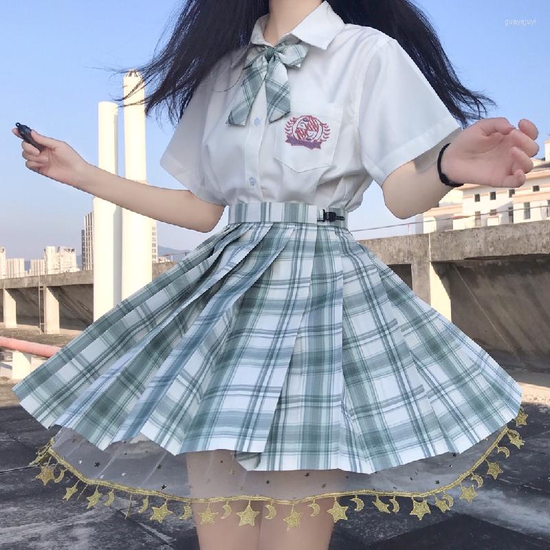 

Clothing Sets Japanese Lolita Kawaii JK Pumpkin Shorts Anti-light Lace Safety Short Pants Uniform Skirt Women Student Cute Star Moon, Beige