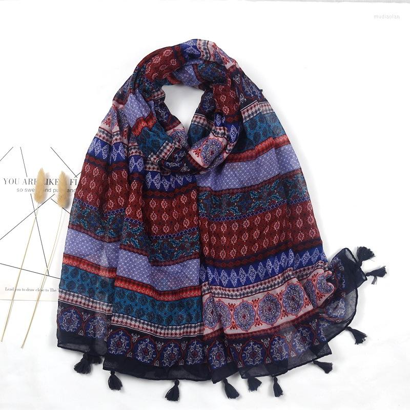 

Scarves 2022 Geometry Print Tassel Scarf Shawls Long Soft Beach Head Hijab Wrap