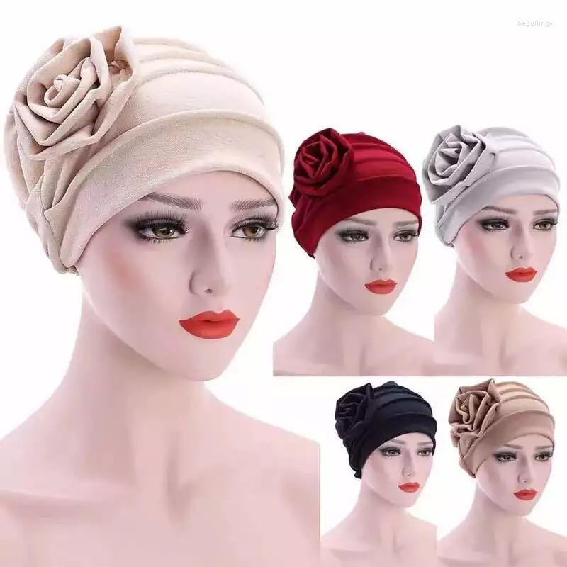 

Ethnic Clothing Women's Hats Spring Summer Floral Beanie Hat Muslim Stretch Turban Cap Hair Loss Headwear Hijib Large Flower