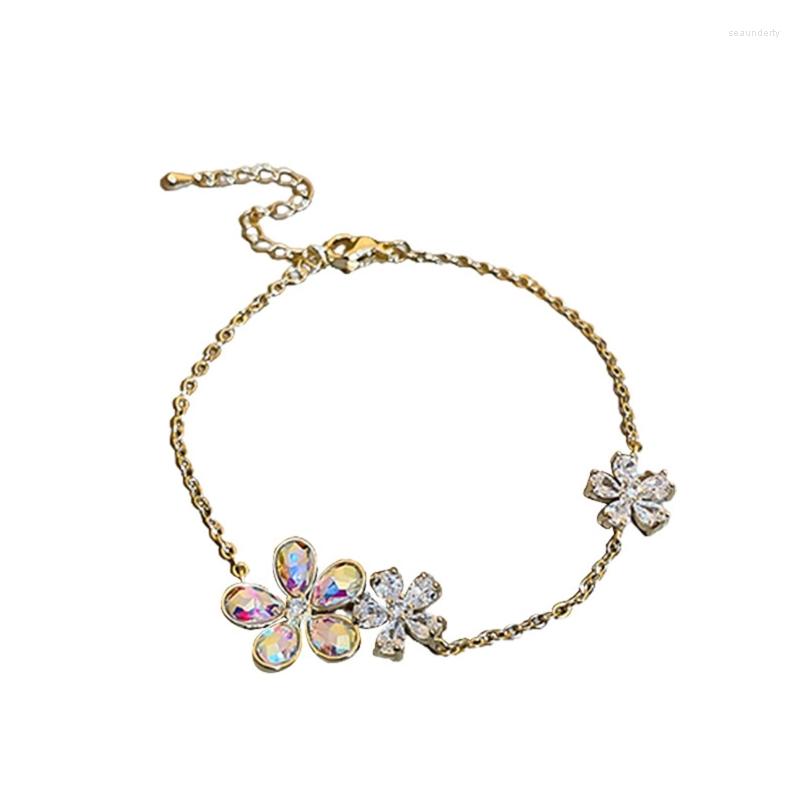 

Anklets Zircon Flower Anklet Chain Adjustable Beach Foot Colorful Rhinestone