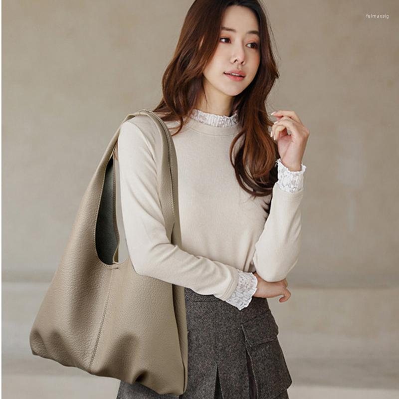 

Evening Bags Female Solid Color Shopper Bag Luxury Soft Leather Tote Trend Handbags Lady Stylish Brand Designer Shoulder, Black