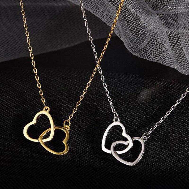 

Link Bracelets Romantic Double Love Clasp Necklaces For Women Hollow Heart Bracelet Cool Bangles Chains Banquet Party Fashion Jewelry