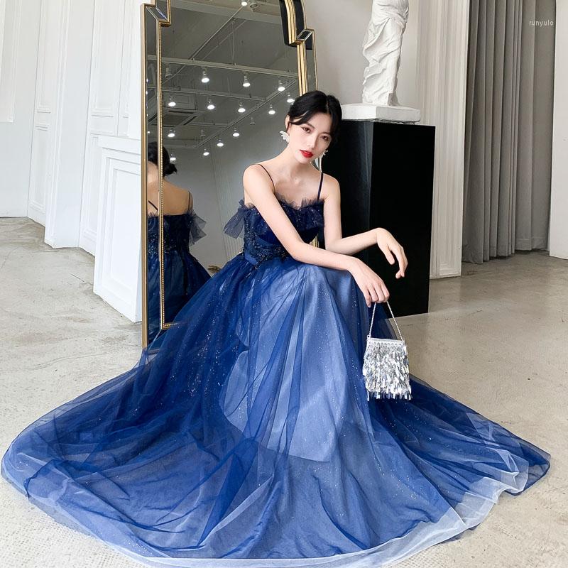 

Party Dresses Sequines Spaghetti Royal Blue Long Lady Girl Prom Dress Evening