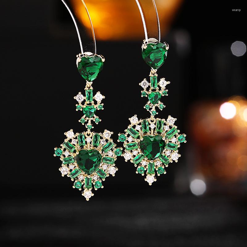 

Dangle Earrings S925 Silver Needle Zircon Inlaid Love-shaped French Elegance Light Luxury Heavy Industry High-end