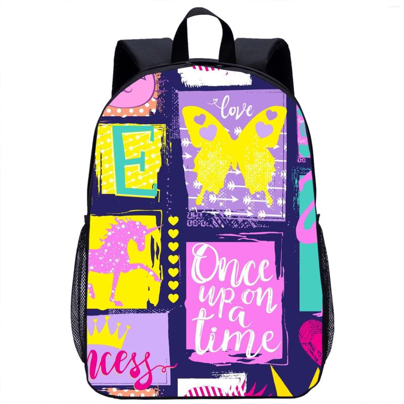 

School Bags Butterfly Backpack Girls Boys Fashion Cool 3D Print Teenager Travel Laptop Bag 17in Children's Black Book, 15