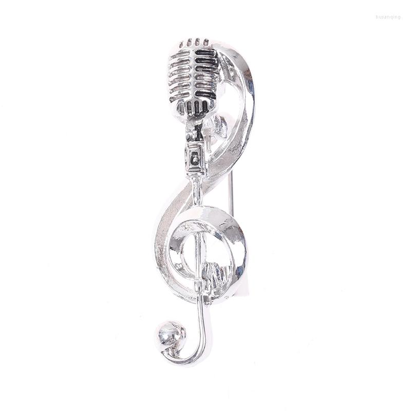 

Brooches 1Pc Vintage Silver Color Microphone Women Men Music Note Brooch Pins Christmas Gifts