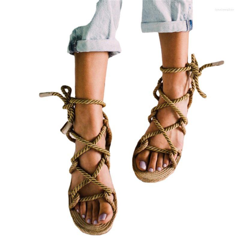 

Sandals 2022 Summer Women's Roman Flat Comfort Cross Strap Sole Casual Large Size, Blue