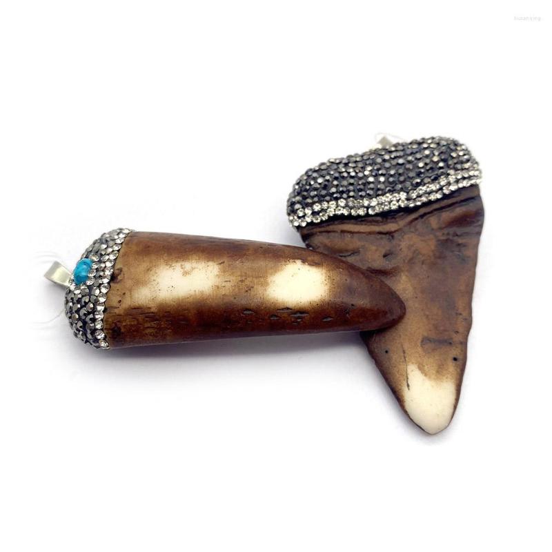 

Charms Vintage Wolf's Tooth Shape Pendant Resin Cow Bone Jewelry Making DIY Necklace Accessory Bull Horns Ox Jewellry