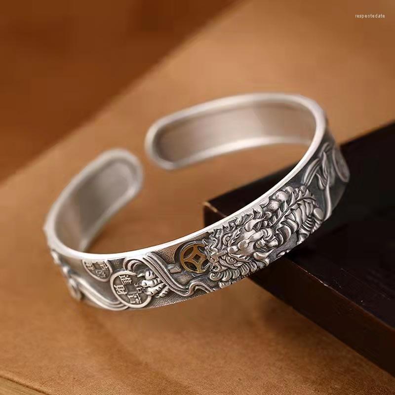

Bangle SV Guochao Lucky Pixiu Copper Coin Bracelet Men's Solid Retro Personality Auspicious Cloud Opening Domineering