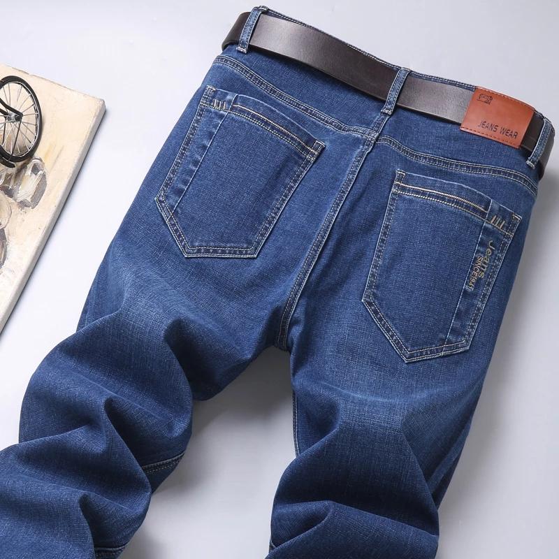 

Men's Jeans 2022 Brand Straight Elastic Cotton Men Fashion Business Classic Style Jean Denim Pants Trousers Big Size 38-40, 6001 dark blue
