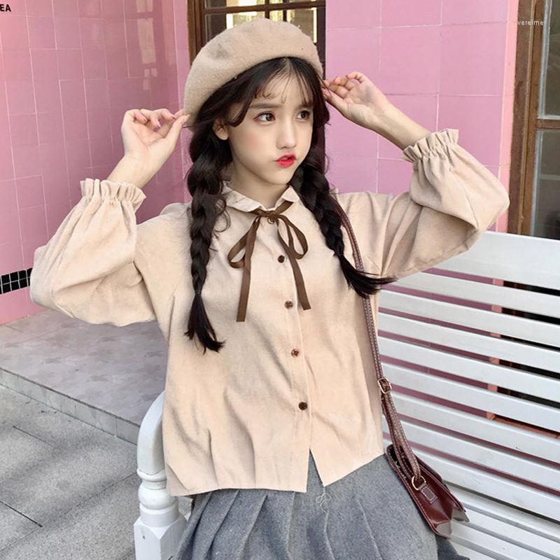 

Women' Blouses 2022 Spring Summer Sweet Cute Bow Tie Tops Women Long Sleeve Korea Japanese Preppy Style Formal White Button Shirts Blouse, Xing se