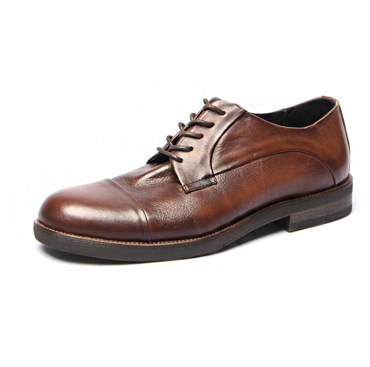 

British Style Mens Oxfords Fashion Genuine Leather Lace up Gentlemen Wedding Dress Shoes Male Oxfords
