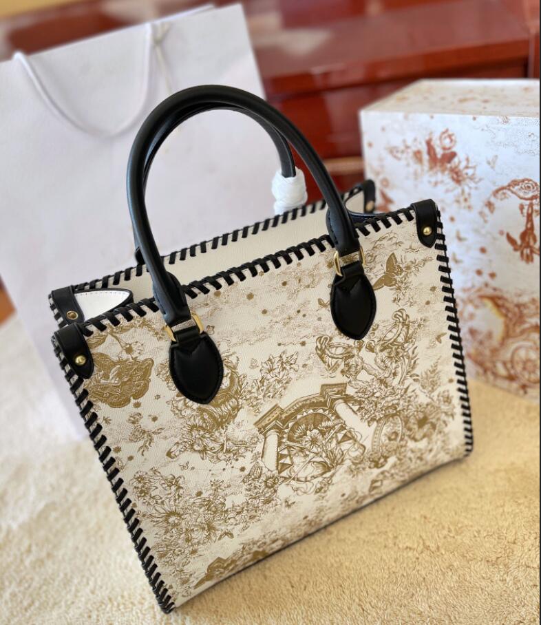 

Hand woven lace shopping bags new luxury designer tote handbag women top tier quality printing flowers handbags pink totes purse, Black