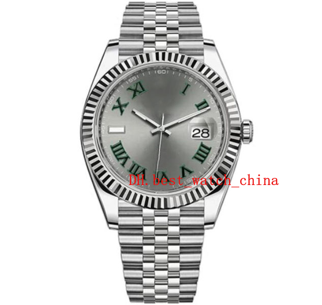 

m126334 Men's watch 41mm Diameter 18k gold ring Green Roman scale Asia 2813 movement Mechanical Automatic for men, Gray