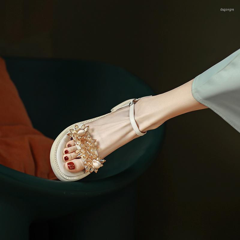 

Sandals Design Sense Lady Style Comfortable Word With Rhinestone Women22 Summer Buckle Straps Thick Heel Roman Shoes Fashionable, Black