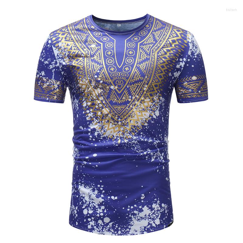

Ethnic Clothing Splash Ink Print African Dashiki T Shirt Men Nice Brand Short Sleeve Clothes Tribal For