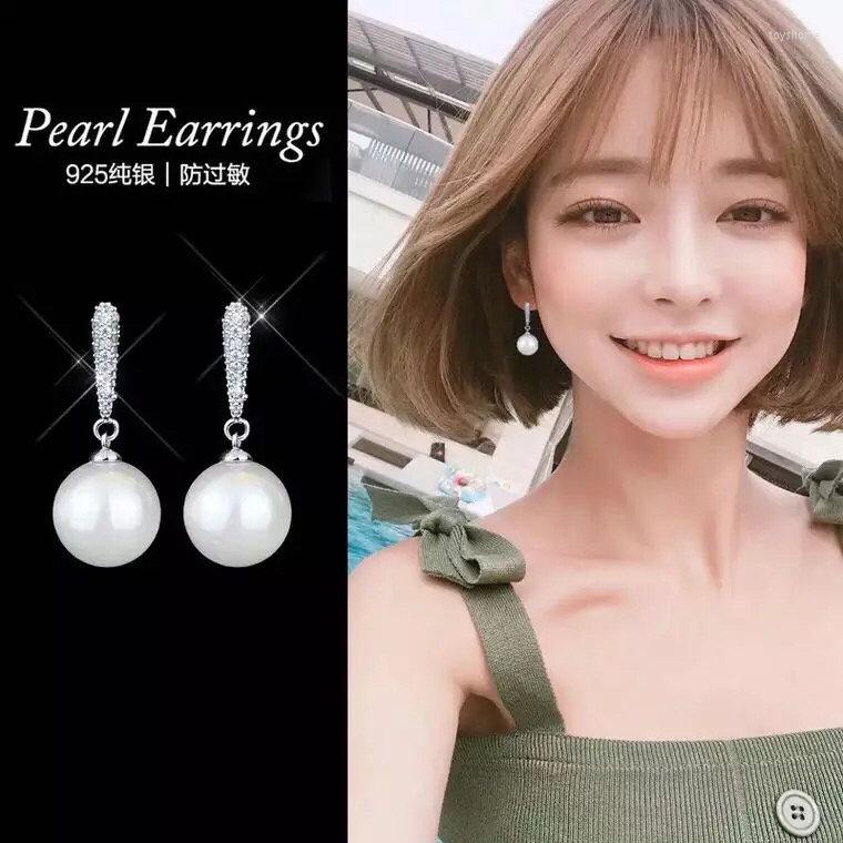 

Dangle Earrings Delicate 925 Sterling Silver Elegant Pearls Refined Cubic Zirconia Nifty Noble Jewelry Shining Earring Pearly