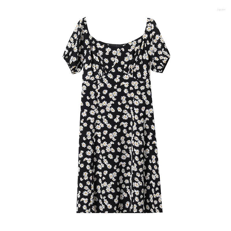 

Party Dresses Black Flower Summer Plus Size Dress Elegant Pastel Style Vestidos Trendy Vacation Robe Office Ladies Mini