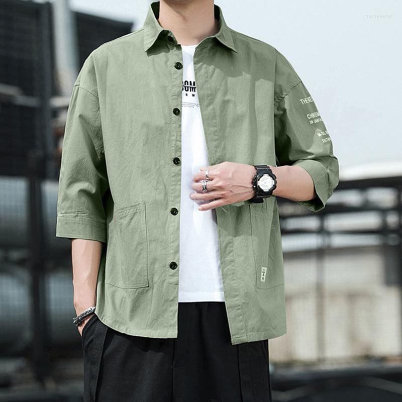 

Men's Casual Shirts Autumn Men's Long Sleeve Work Cotton Relaxed Fit Tactical With Pockets High Street Button Down Solid Military Tops, Black