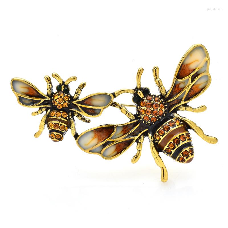 

Brooches Wuli&baby Vintage Bees For Women Men Rhinestone Enamel Insects Casual Party Brooch Pin Gifts