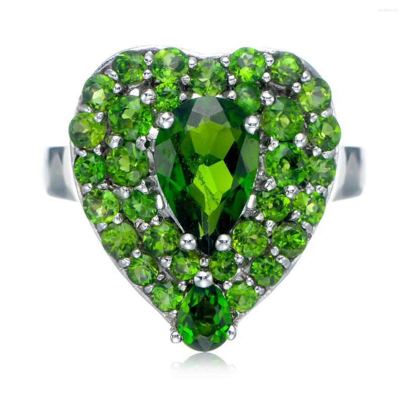 

Cluster Rings GESIDE Chrome Diopside Rhodium Over Sterling Silver Ring. Customized Gemstone Personalized Trendy Jewelry Gifts