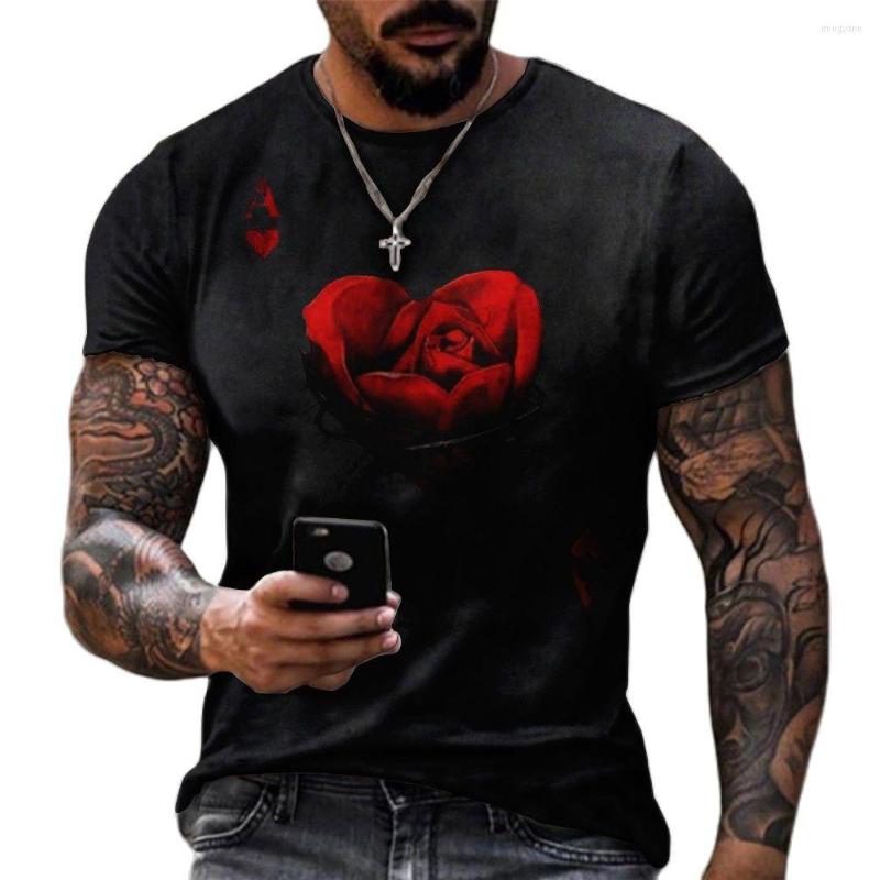 

Men's T Shirts Gothic Style T-shirts Rose N Skull Top Men Tees Fashion Print Shirt Short Sleeve Oversized 4xl Breathable TYZ00026GC