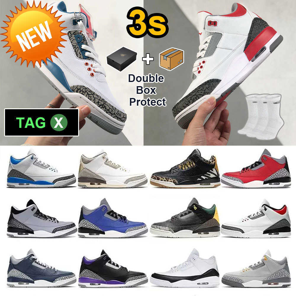 

NEW Jumpman 3s Basketball Shoes Mens Trainers Outdoor Sports Sneakers 3 Fire Red Pine Green Racer Blue Cool Grey UNC Court Purple Laser, Color (20)