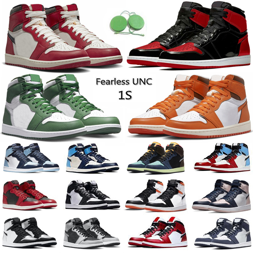 

Mens 1 High Og 1S Basketball Shoes JumpmanUniversity Blue Patent Bred Heritage Brotherhood Gorge Green Dark Mocha Black White Pale Ivory Unc Retro Men Women Sneakers, #29