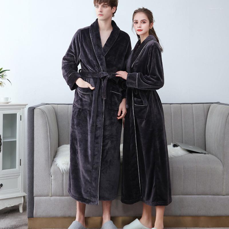 

Men's Sleepwear Winter Bathrobe Men Flannel Kimono Thick Soft Gown Long Couple Robe Women Large Nightwear Ultra Warm Fleece Plus Size, Green women