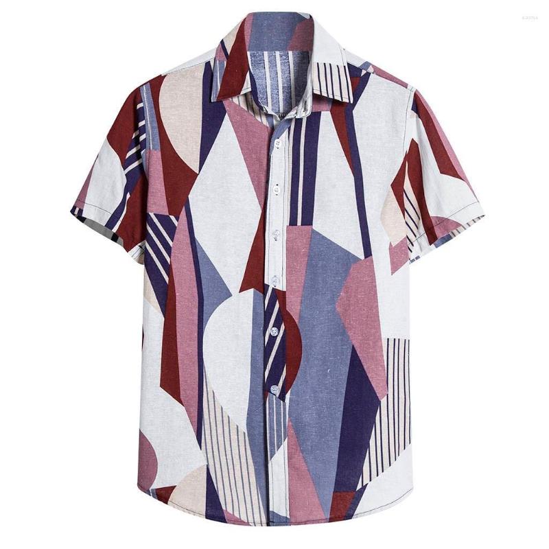 

Men's Casual Shirts Blouse T-shirt Linen Printed Hawaiian Mens Sleeve Short Cotton Shirt Men's, Yellow