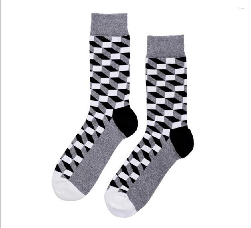 

Men's Socks British Style Plaid Gradient Color Male's Fashion Personality Cotton B631, Color 5