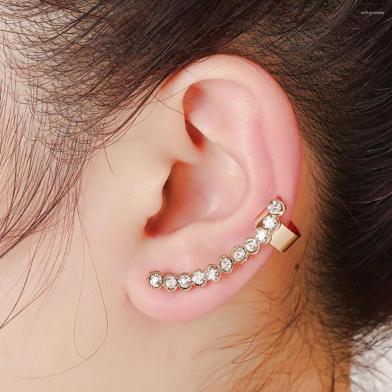

Backs Earrings ZLDYOU Fashion Round Small Crystal Ear Cuff Piercing Stud Jewelry Trendy Women Gift Zircon Gold Silver Plated Clip