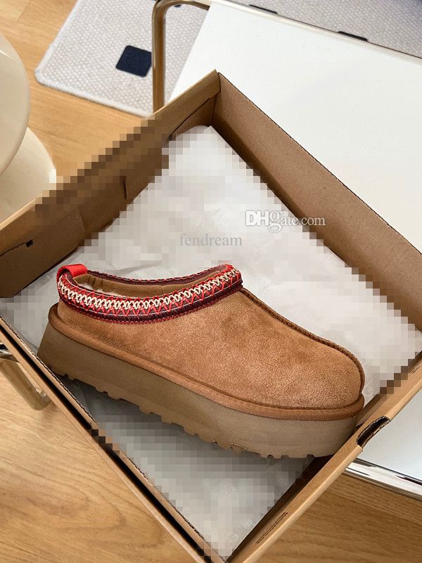 

2022 Hot sell AUSG Platform Woman Winter Boot Designer Ankle Boots Tazz Shoes Chestnut Black Warm Fur Slippers Indoor Booties Uggitys, Tan