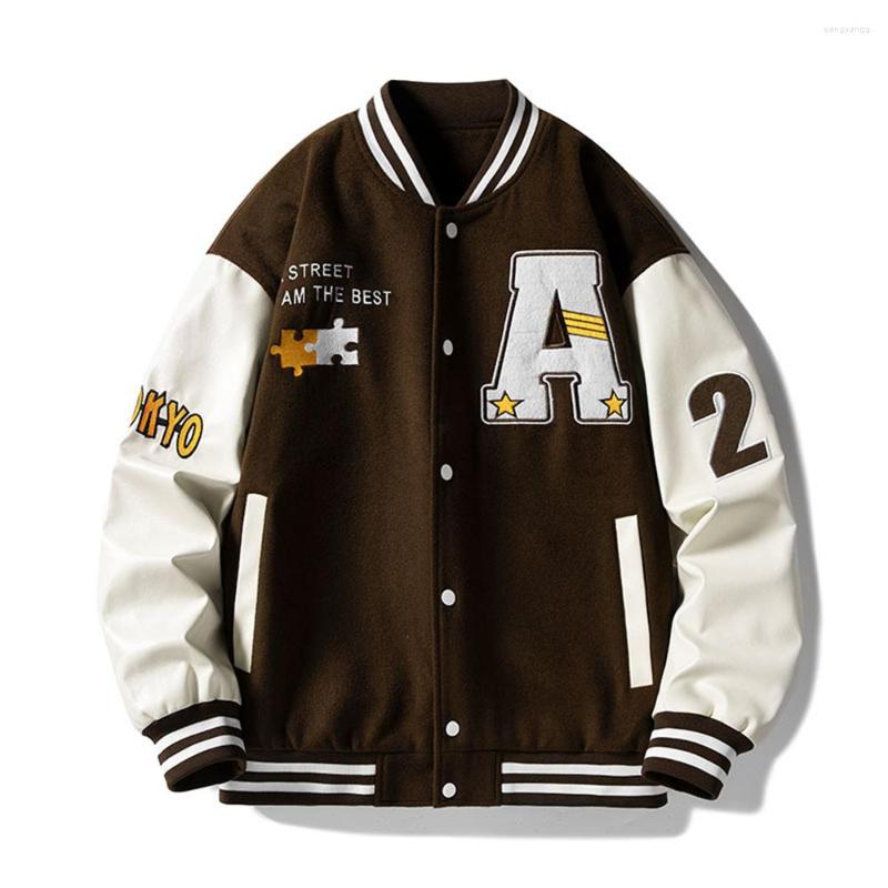 

Men's Jackets American Lettering Towel Embroidered Jacket Y2K Street Dance Retro Baseball Uniform Couples Casual Full Top, White