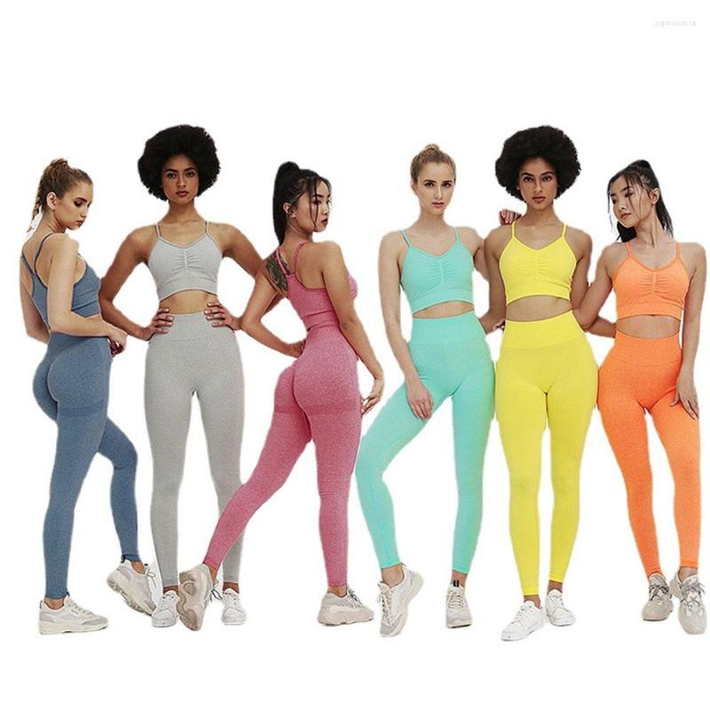 

Active Sets Seamless Yoga Set Women Crop Top Bra Drawstring Shorts Gym Outfits Sportwear High Waist Fitness Pants Sportswear Workout, Yellow set