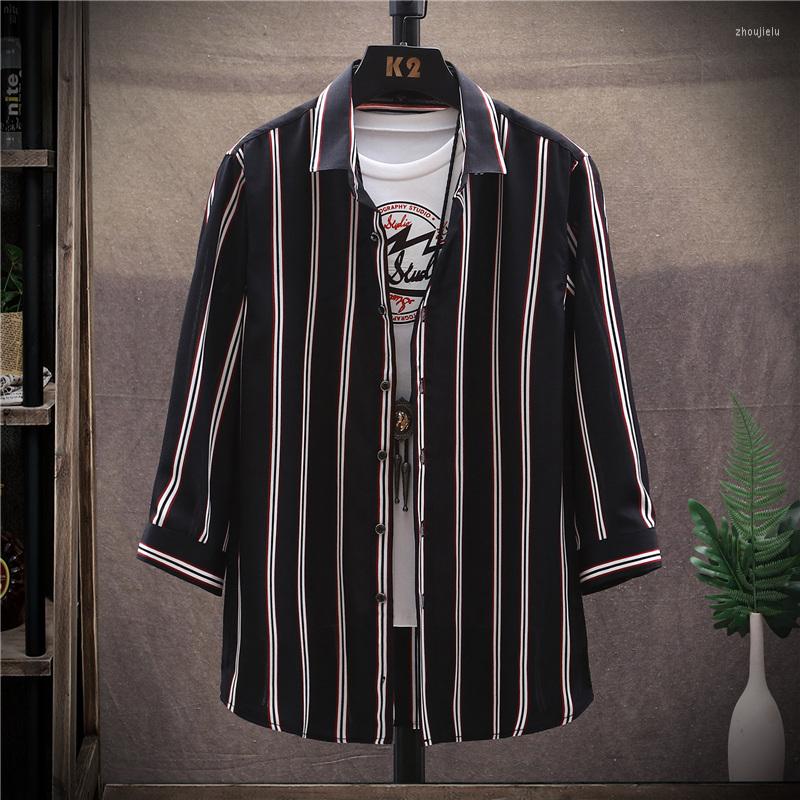 

Men's Casual Shirts 2022 Summer Fashion Men's Business Half Sleeved Shirt Classic Striped Male Social Dress High Quality Tops, Zx1564