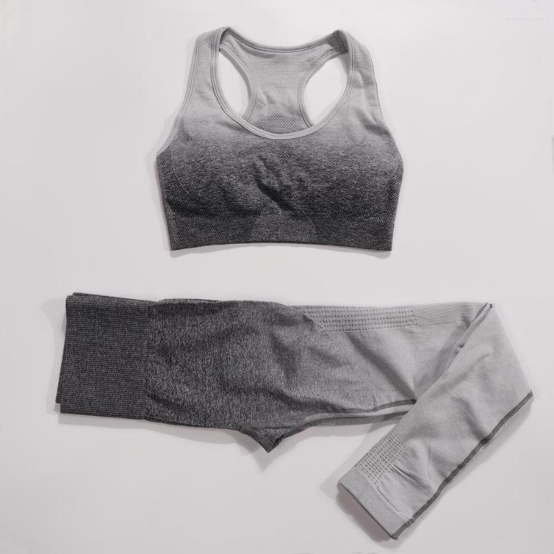 

Active Sets Women Sportswear Yoga Set Workout Clothes Athletic Wear Sports Gym Legging Ombre Seamless Fitness Bra Long Sleeve Crop Top Suit, Brapantsred