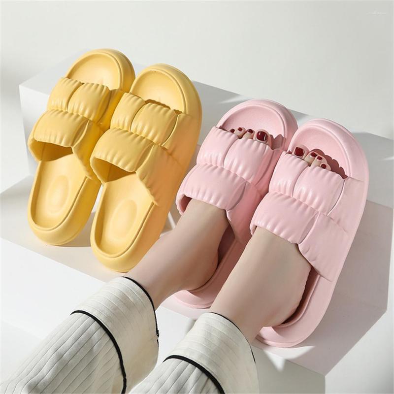 

Slippers Thick Platform Bathroom Home Non-slip Cloud Men Women Soft Sole EVA Indoor Slides Sandals Summer Beach Simple Flip Flop, Black
