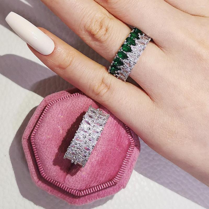

Wedding Rings Boho Female Big Zircon Stone Ring Luxury Fashion Silver Color Love Engagement Vintage For Women