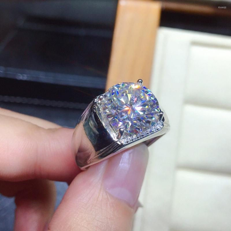 

Wedding Rings Solitaire Male 5ct Lab Moissanite Ring Silver Color Promise Engagement Band For Men Party Accessory