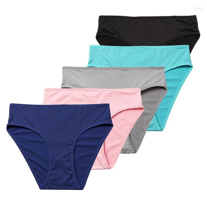 

Women' Panties 2 PCS/LOT Women Underwear Multicolor Mid-Rise Comfortable Briefs 8 Color  M L XL NO.2857, Black