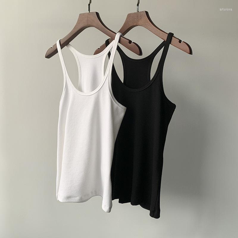 

Women's Tanks Women Tops Summer Style 2 Colors Black And White Casual Camisole Women's Cotton Blended Inner Base Top