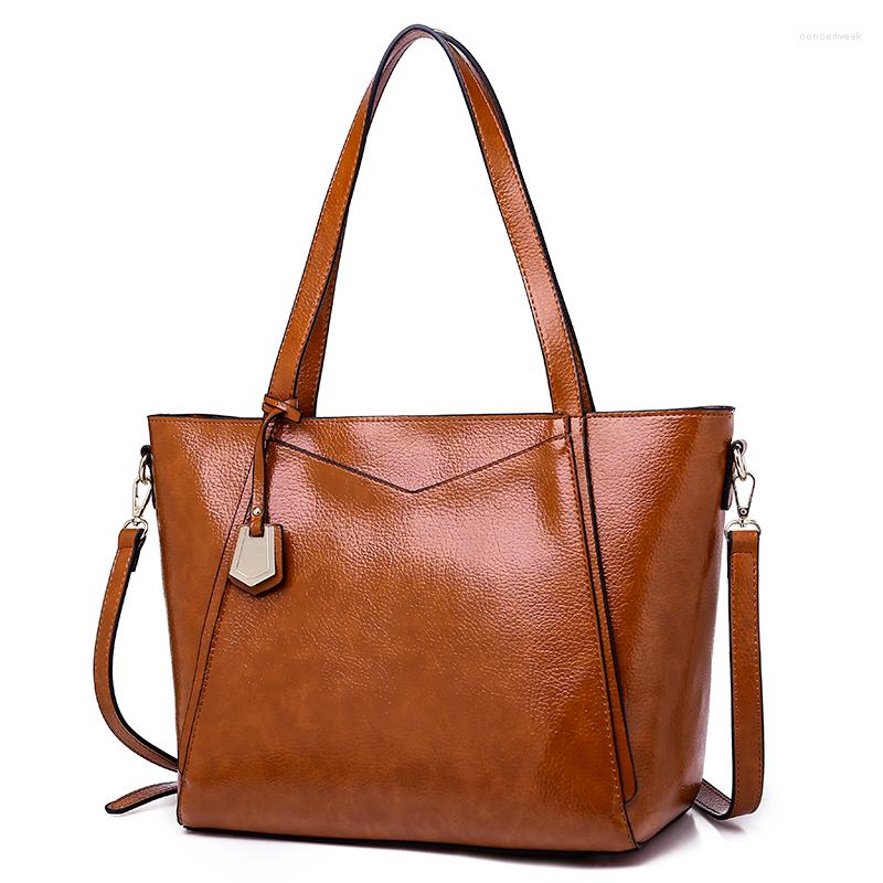 

Evening Bags Fashion Handbag Simple Big Bag Messenger Luxury High Quality Shoulder Oil Wax Leather PU Large, Black