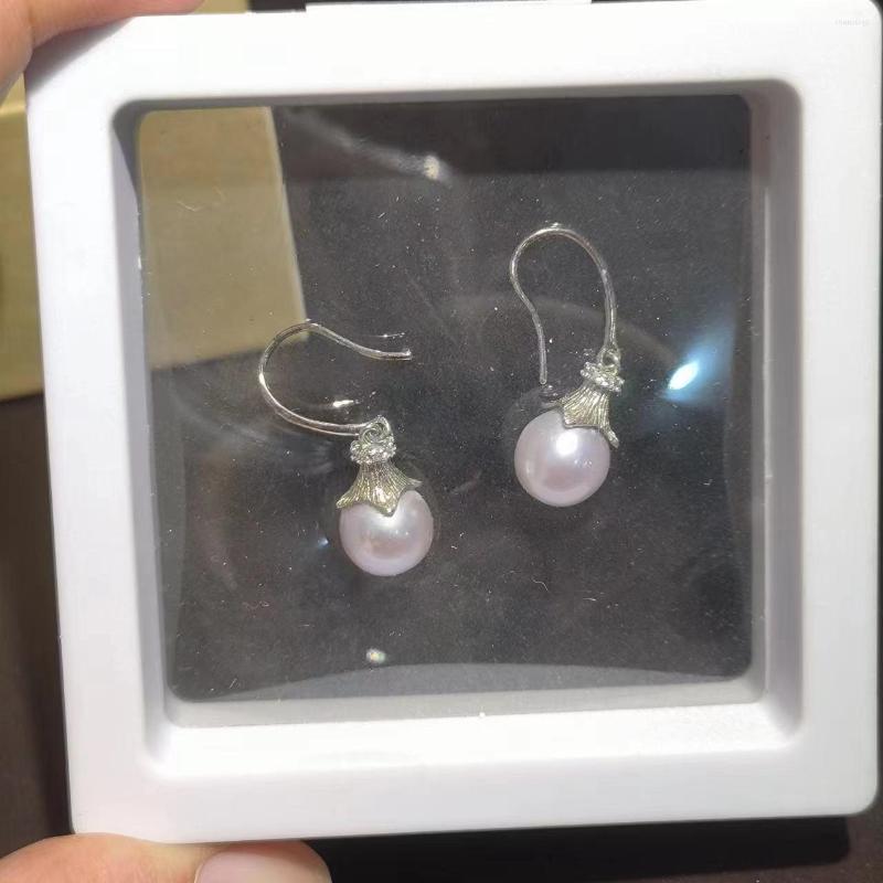 

Dangle Earrings 1pcs/lot Natural Freshwater Pearl Earring S925 Sterling Silver Italian Hand-brushed Diamond Pink Purple Glare Gem Jewelry