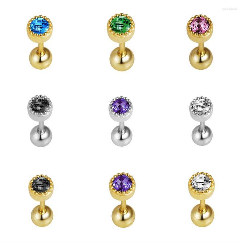 

Stud Earrings INZA1 Pcs Real 925 Sterling Silver Colorful Zircon Round Bead 14k Gold For Women Punk Fine Jewelry Accessories